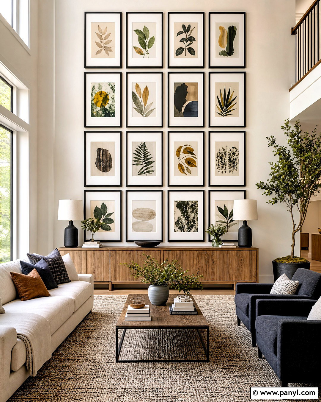 Two Story Wall With Large Gallery Grid - 20 two story wall decor ideas