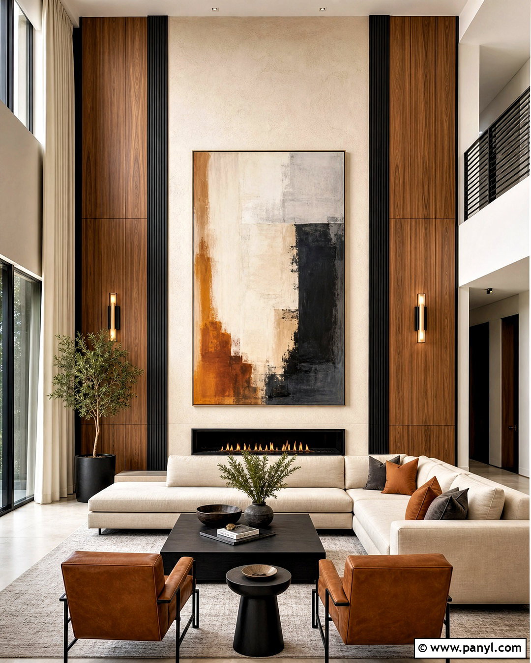 Two Story Wall With Mixed Material Panels - 20 two story wall decor ideas
