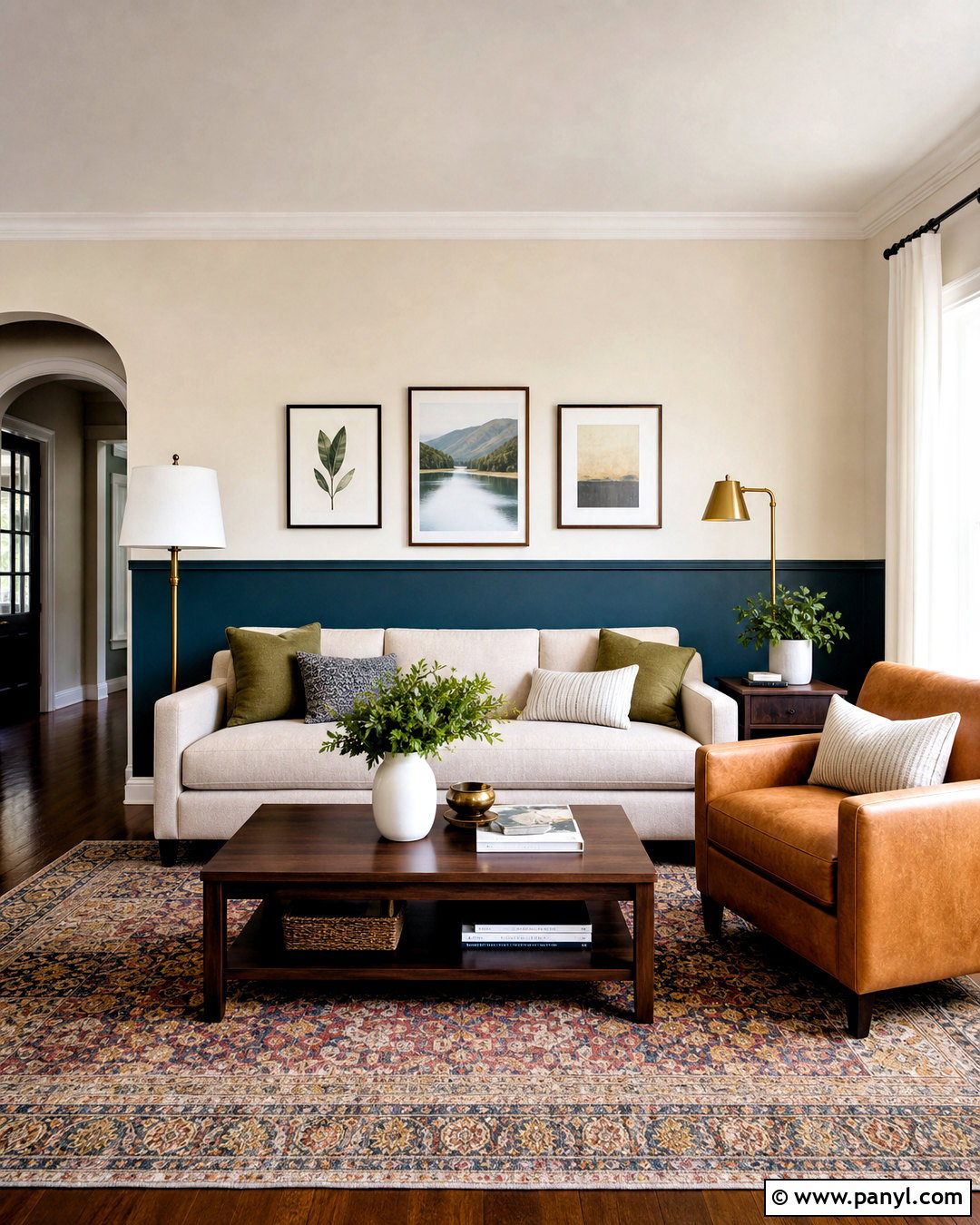Two-Tone Accent Wall With Chair Rail - 20 accent walls in living room ideas paint ideas