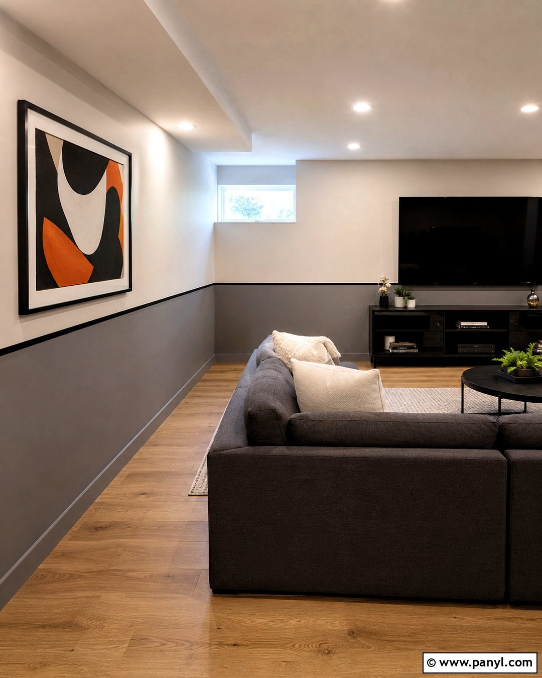 Two-Tone Basement Walls - 20 cheap basement wall ideas