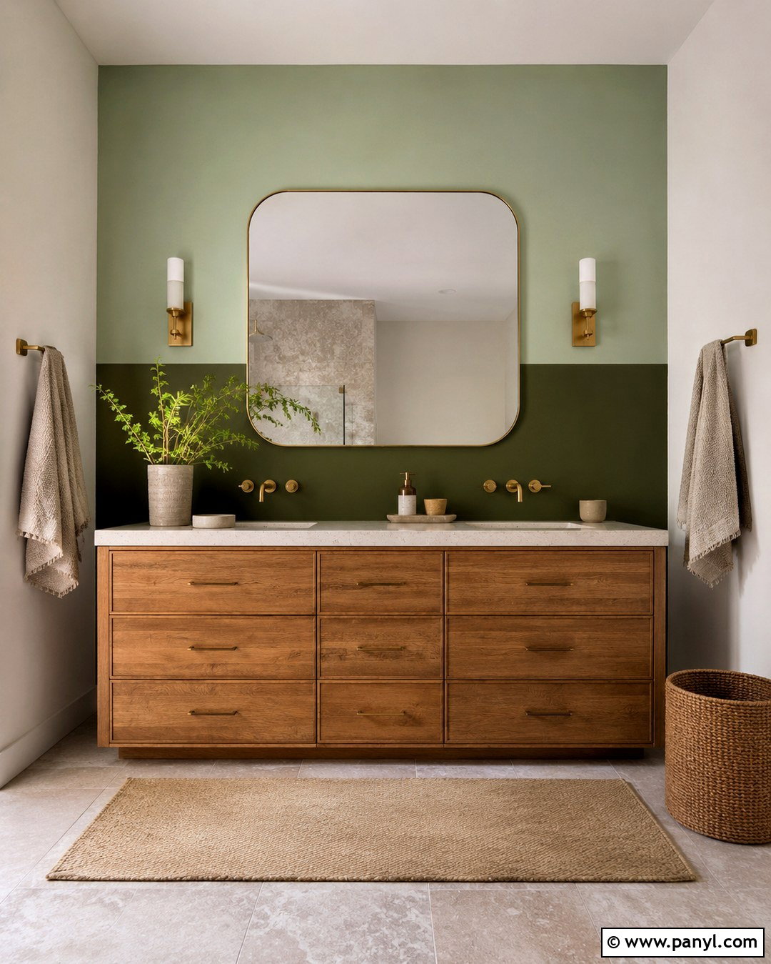 Two Tone Bathroom Wall - 20 One Wall Painted Bathroom Ideas