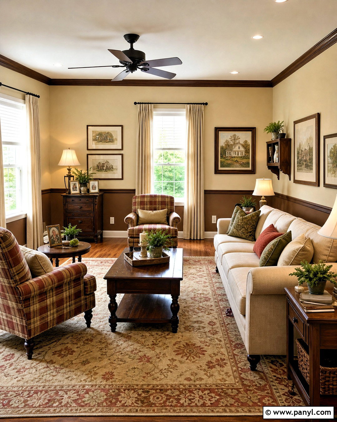 Two-Tone Beige And Brown Walls - 20 traditional wall painting ideas