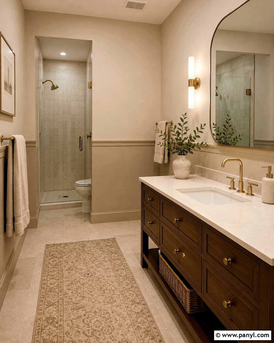 Two-Tone Beige Bathroom Walls - 40 bathroom wall color ideas