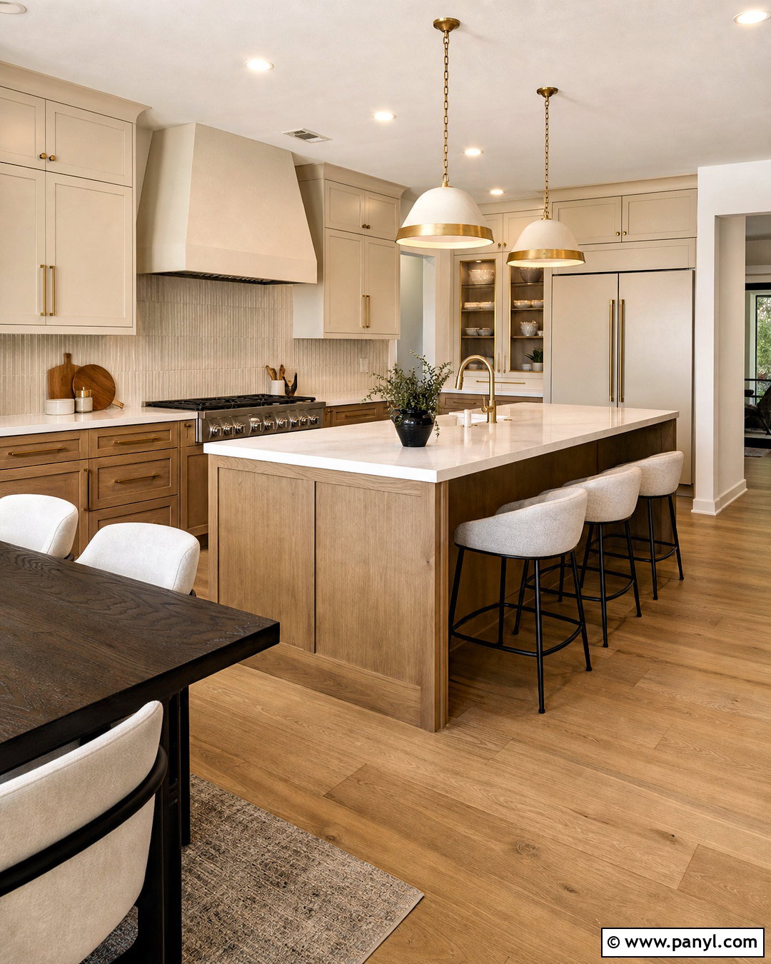 Two-Tone Beige and Wood Kitchen - 20 beige and wood kitchen ideas