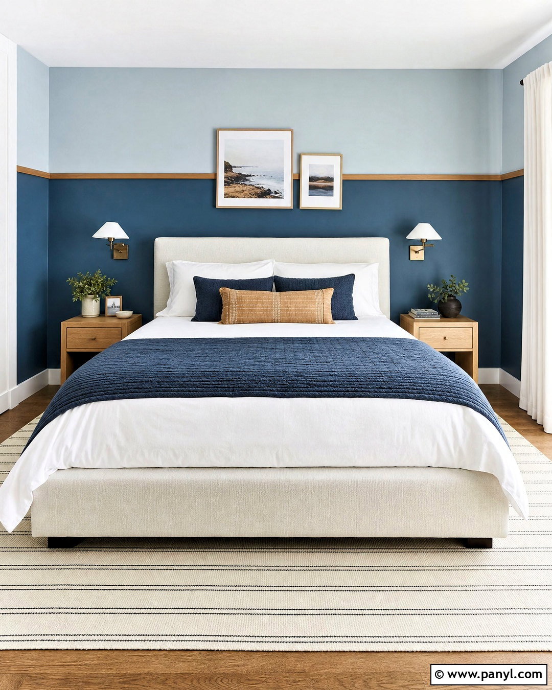 Two Tone Blue Accent Wall - 20 bedroom blue accent wall ideas
