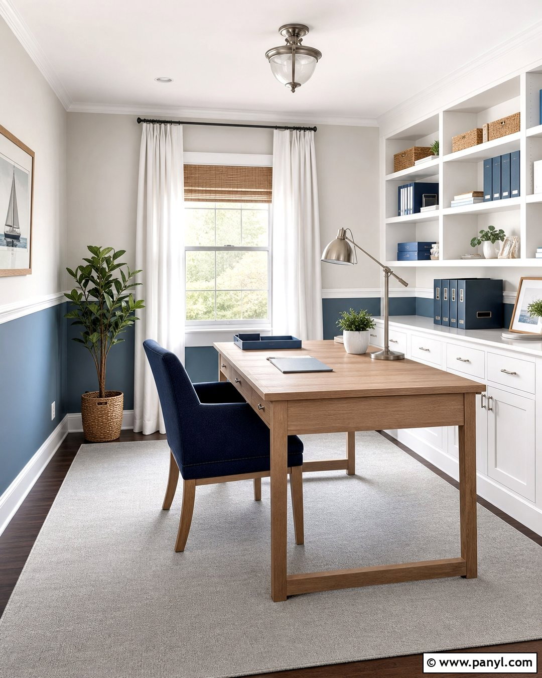 Two Tone Blue And White Study Room - 20 Best Wall Color For Study Room Ideas