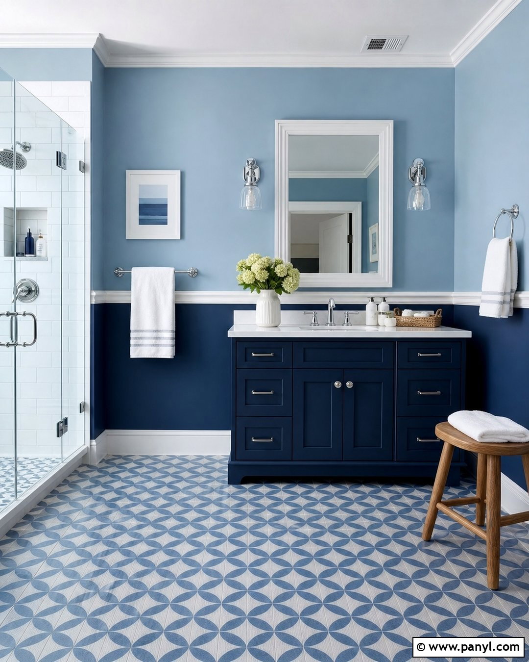 Two Tone Blue Bathroom Walls - 35 Blue Bathroom Walls