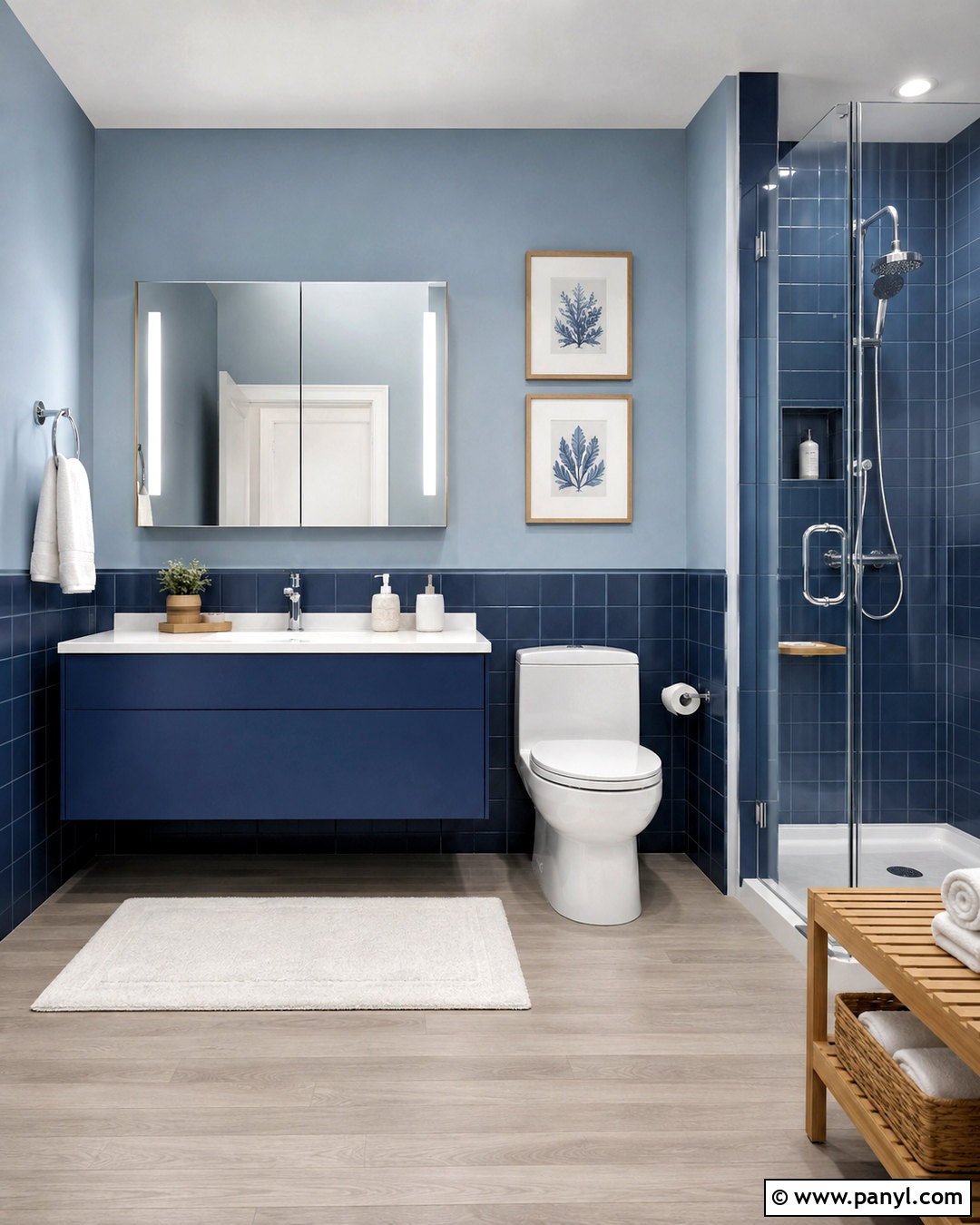 Two-Tone Blue Bathroom - 20 modern blue bathroom ideas