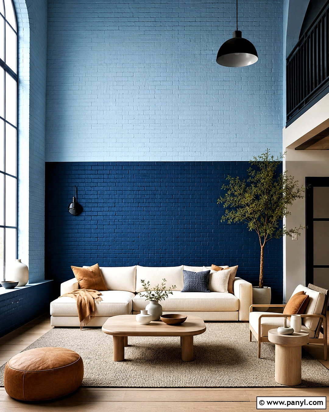 Two Tone Blue Brick Wall - 20 blue brick wall ideas