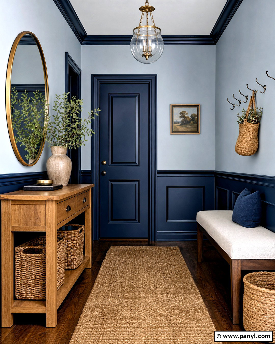 Two Tone Blue Entryway - 20 blue room paint ideas