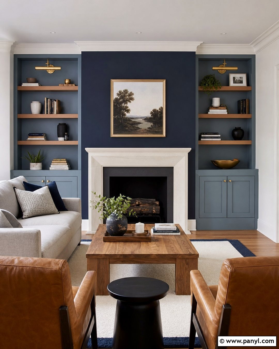 Two Tone Blue Fireplace Wall - 30 blue fireplace wall ideas