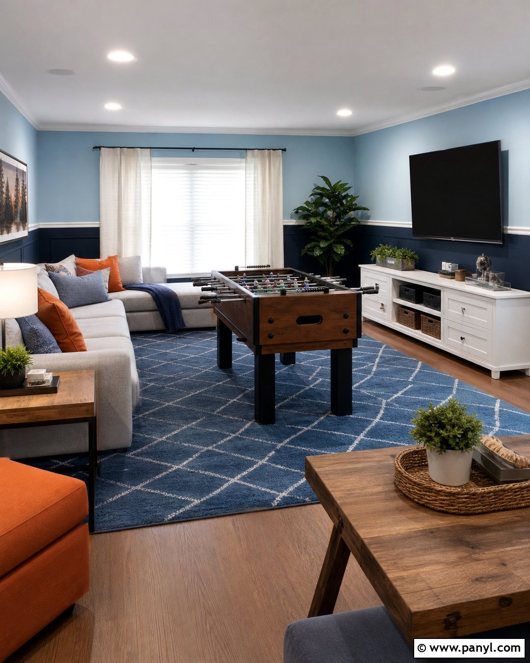 Two Tone Blue Game Room - 20 Best Wall Color For Game Room Ideas