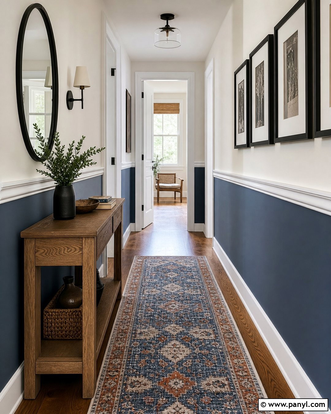 Two Tone Blue Hallway Wall - 20 Accent Blue Wall Ideas
