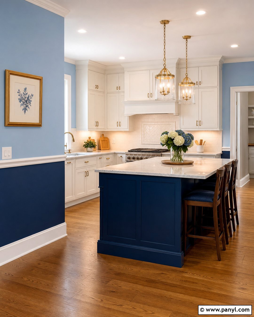 Two Tone Blue Kitchen Walls - 35 blue walls kitchen ideas