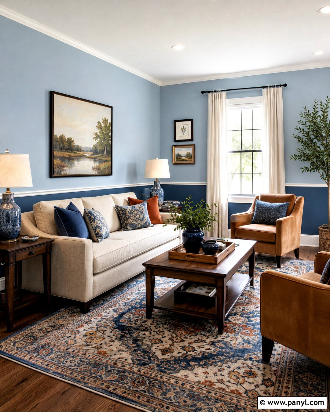 Two Tone Blue Living Room - 20 blue paint living room ideas