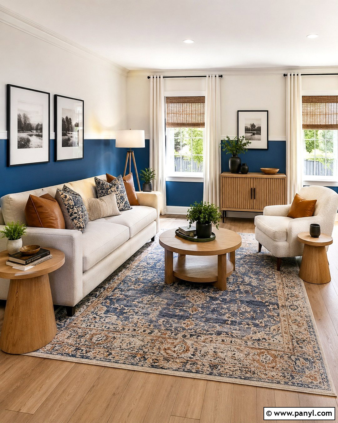 Two Tone Blue Lounge Room - 20 Blue Wall Lounge Room Ideas
