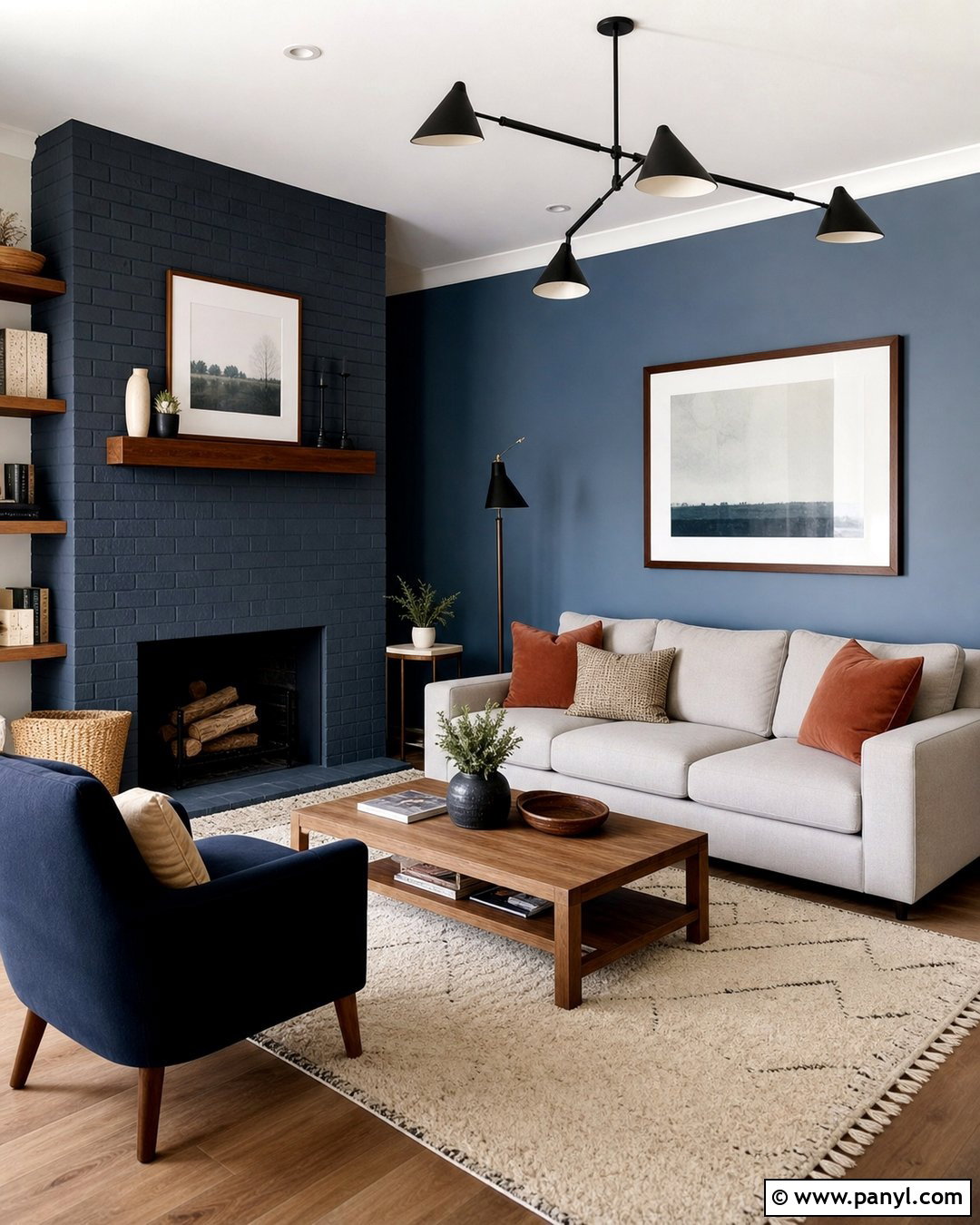 Two Tone Blue Painted Brick Wall - 20 Blue Painted Brick Wall Ideas