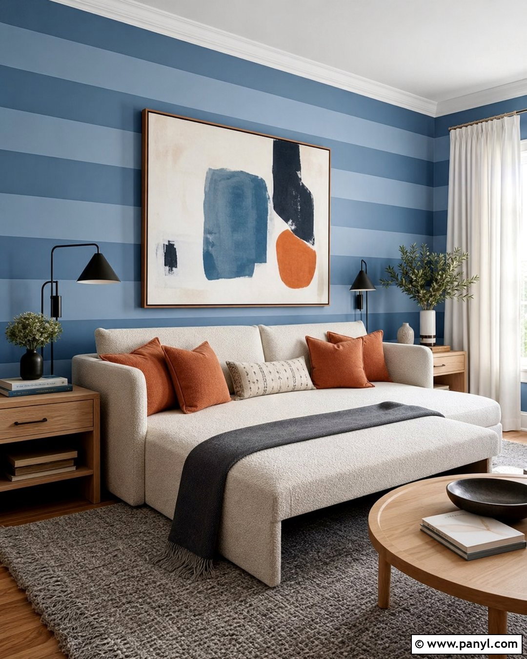 Two Tone Blue Striped Walls - 35 Blue Striped Walls
