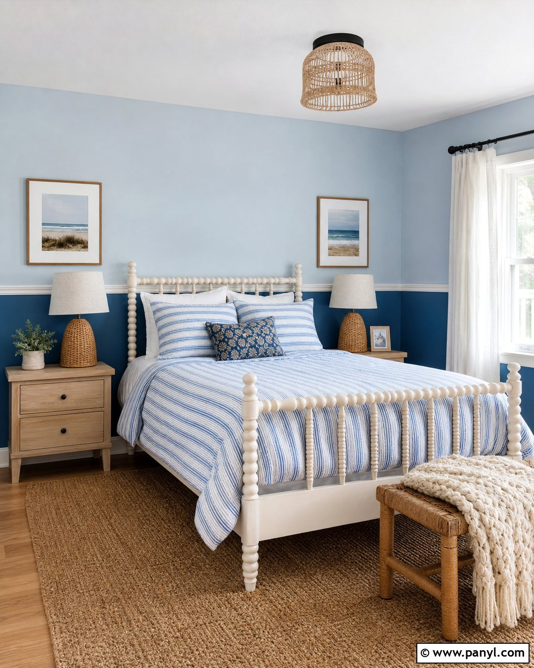 Two Tone Blue Wall - 30 blue wall interior ideas