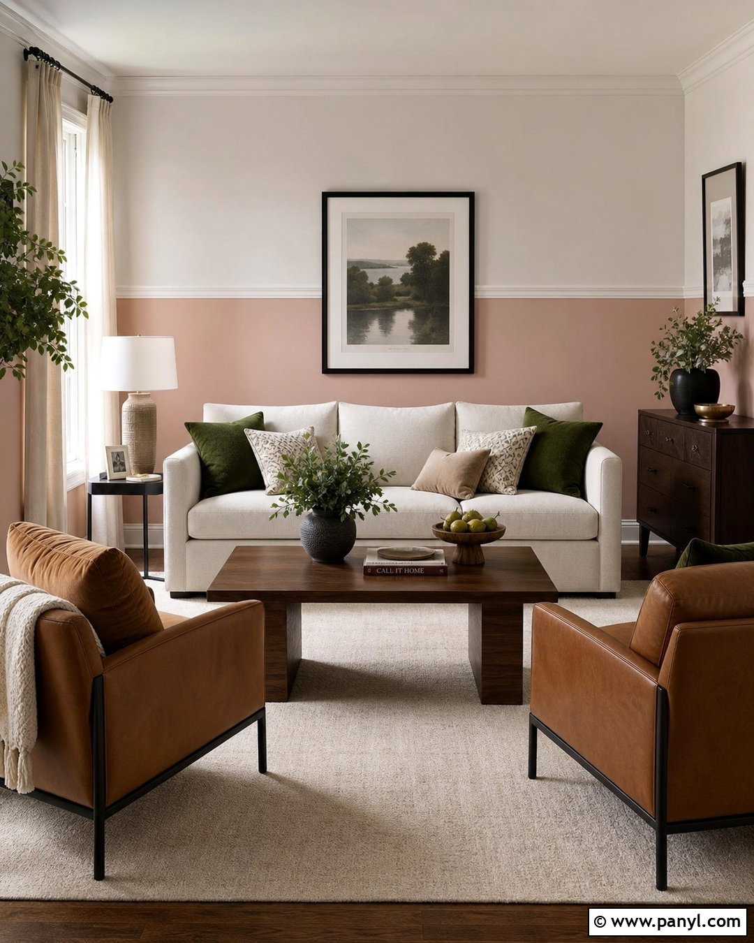 Two Tone Blush Pink Living Room Walls - 35 Blush Pink Walls