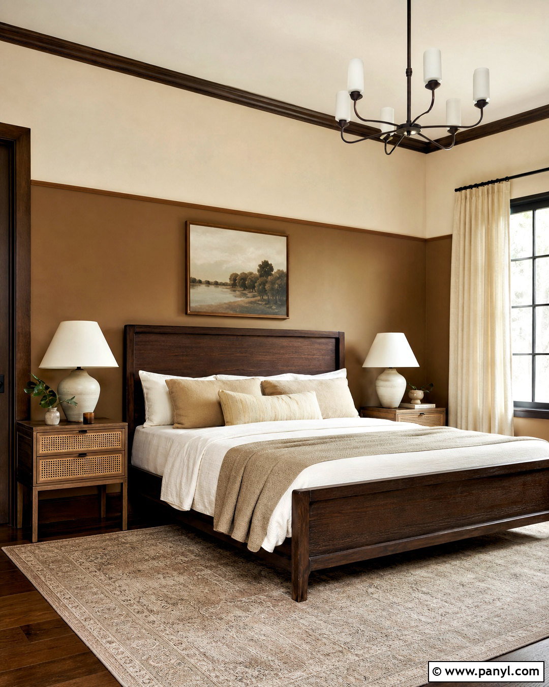 Two-Tone Brown Bedroom - 20 brown paint bedroom ideas