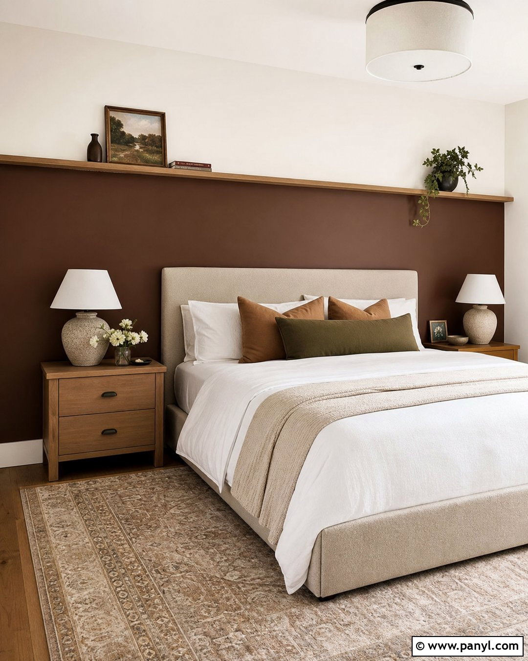 Two Tone Brown Feature Wall - 35 Brown Feature Wall Ideas