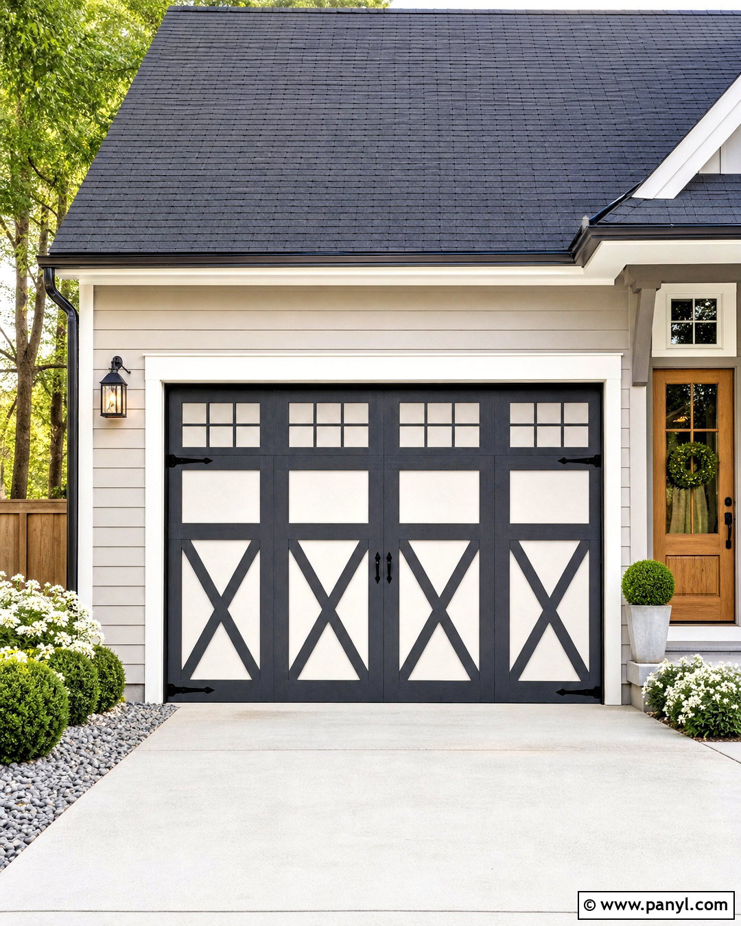 Two-Tone Carriage Garage Door - 20 garage door painting ideas