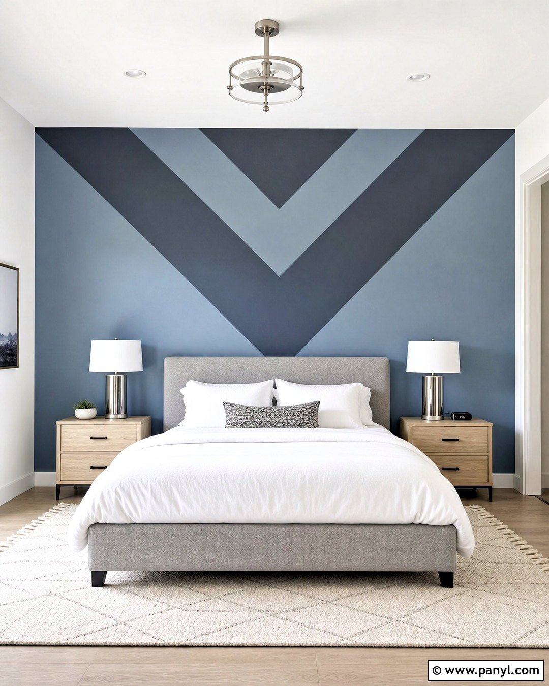 Two Tone Chevron Bedroom Wall - 20 geometric wall paint bedroom ideas
