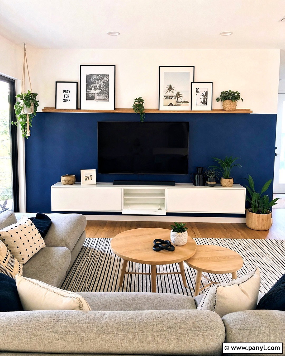 Two Tone Color Block TV Wall - 20 tv wall design diy ideas