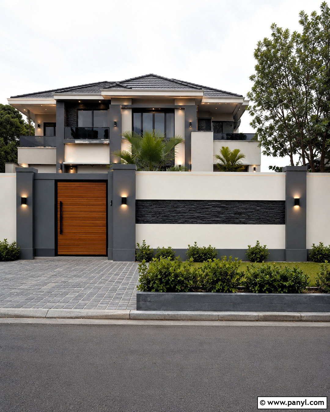 Two-Tone Compound Wall - 20 compound wall design exterior modern ideas