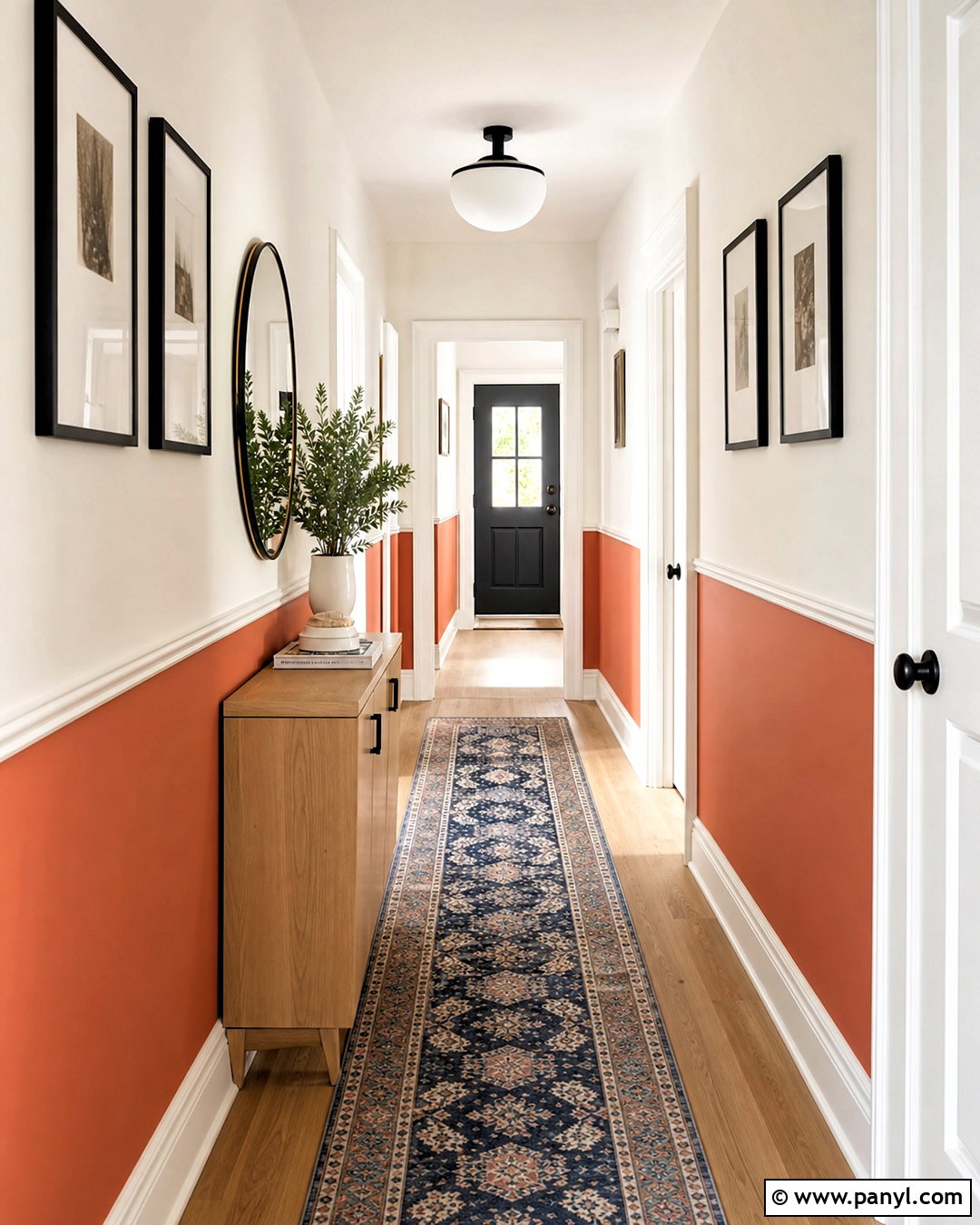 Two-Tone Coral Hallway - 20 coral wall paint ideas