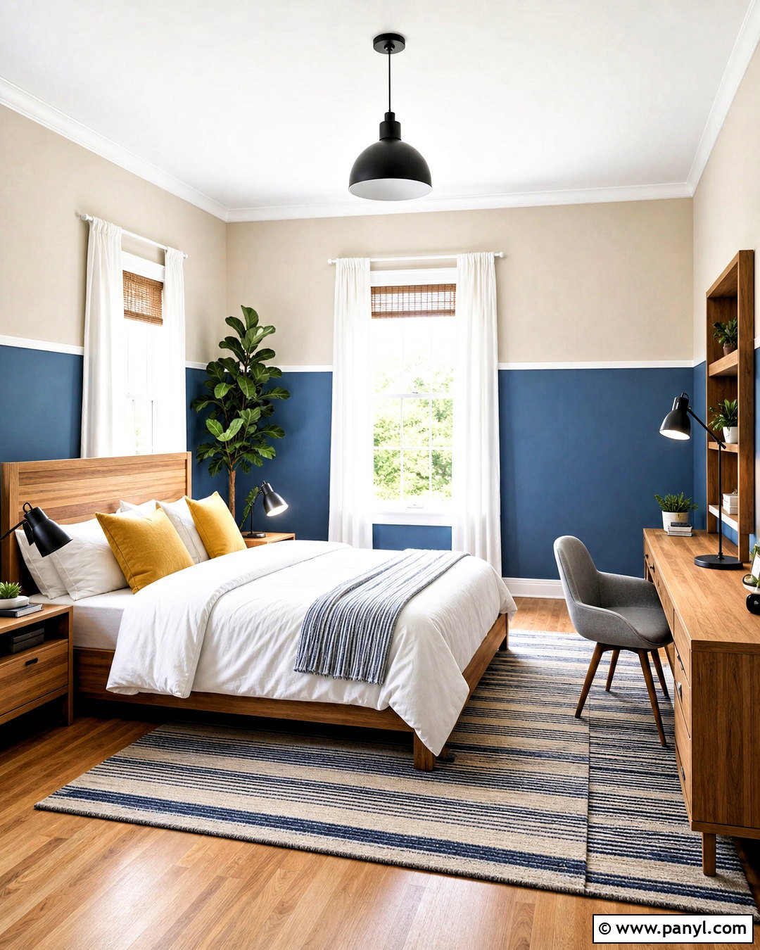 Two Tone Cream And Blue Wall Color - 20 wall color design ideas