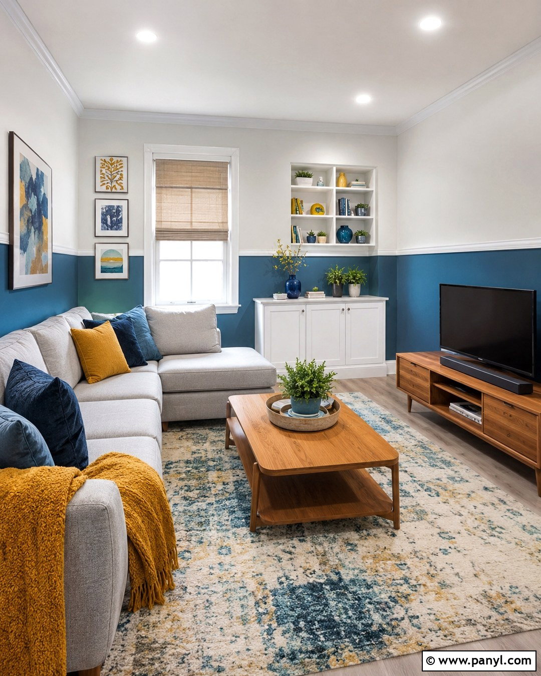 Two-Tone Cyan And White Walls - 20 Cyan Wall Color Ideas