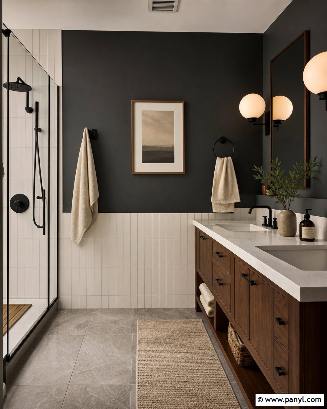 Two Tone Dark Bathroom Walls - 30 Dark Bathroom Walls