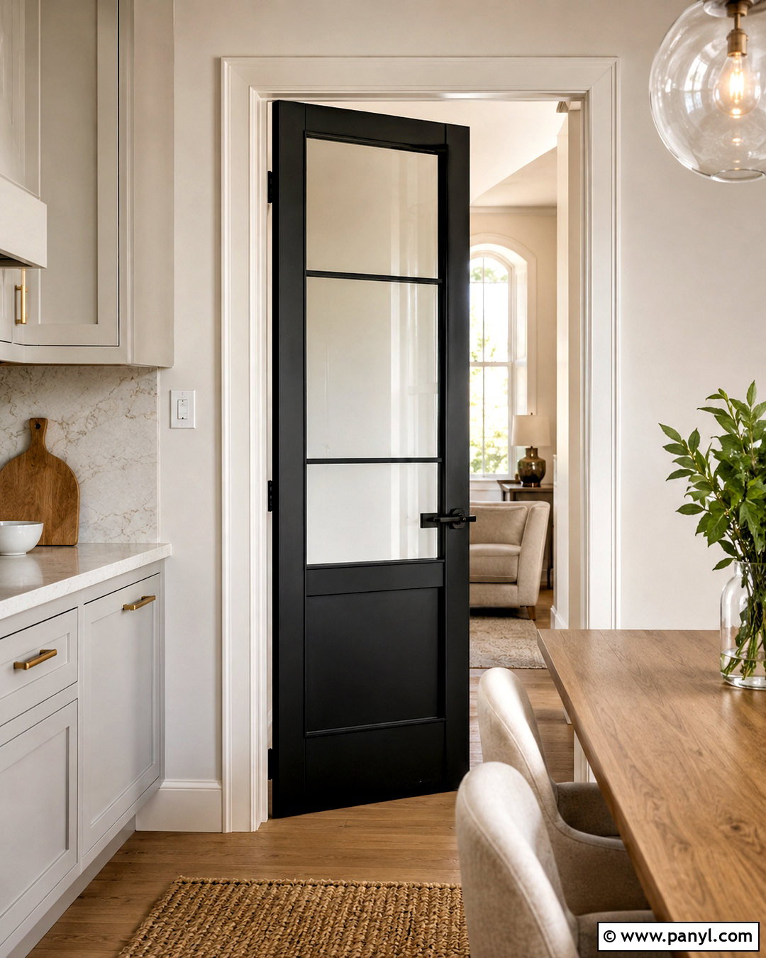 Two-Tone Dark Interior Door With Glass - 20 dark doors interior ideas