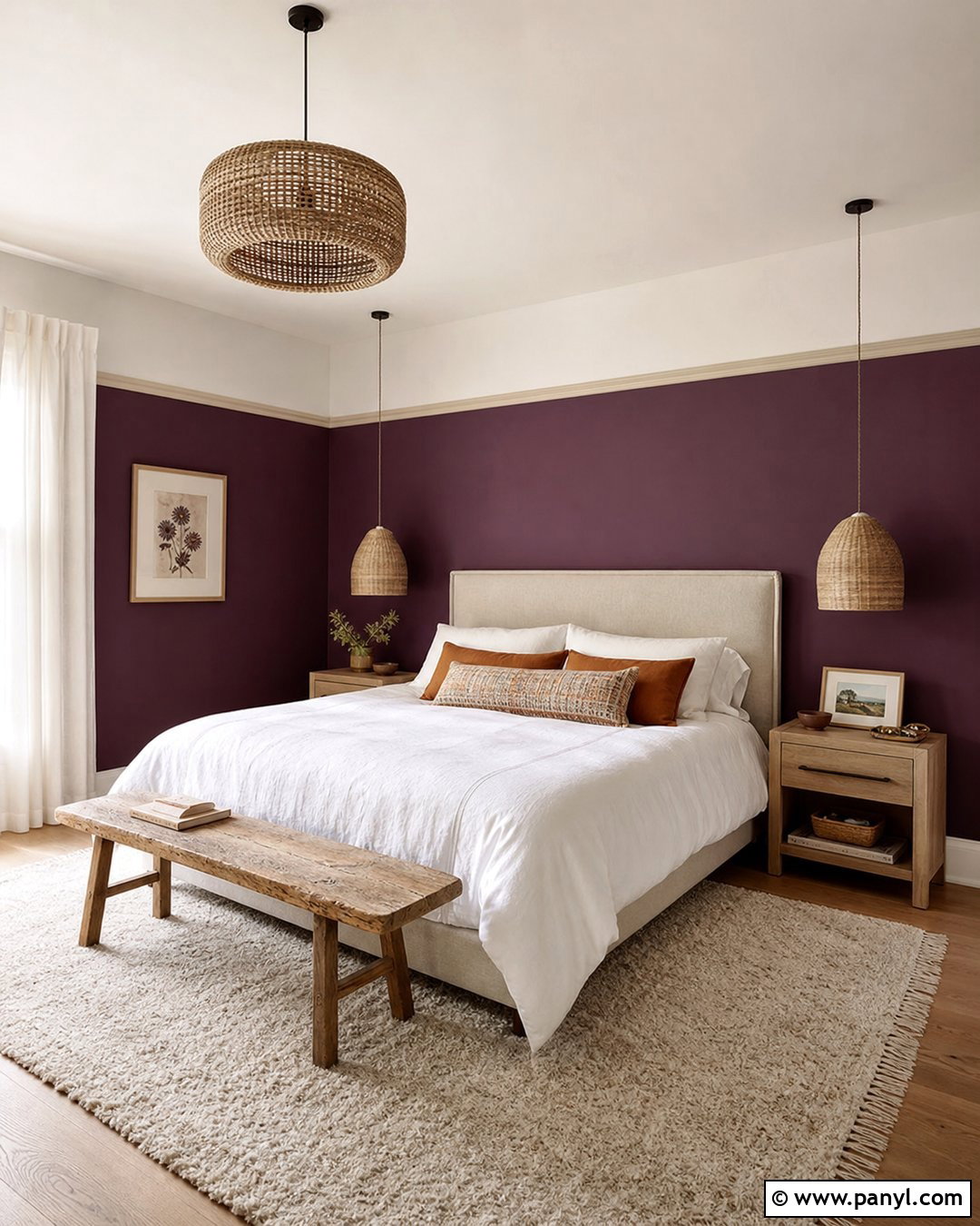 Two-Tone Dark Purple Bedroom Walls - 35 Dark Purple Walls