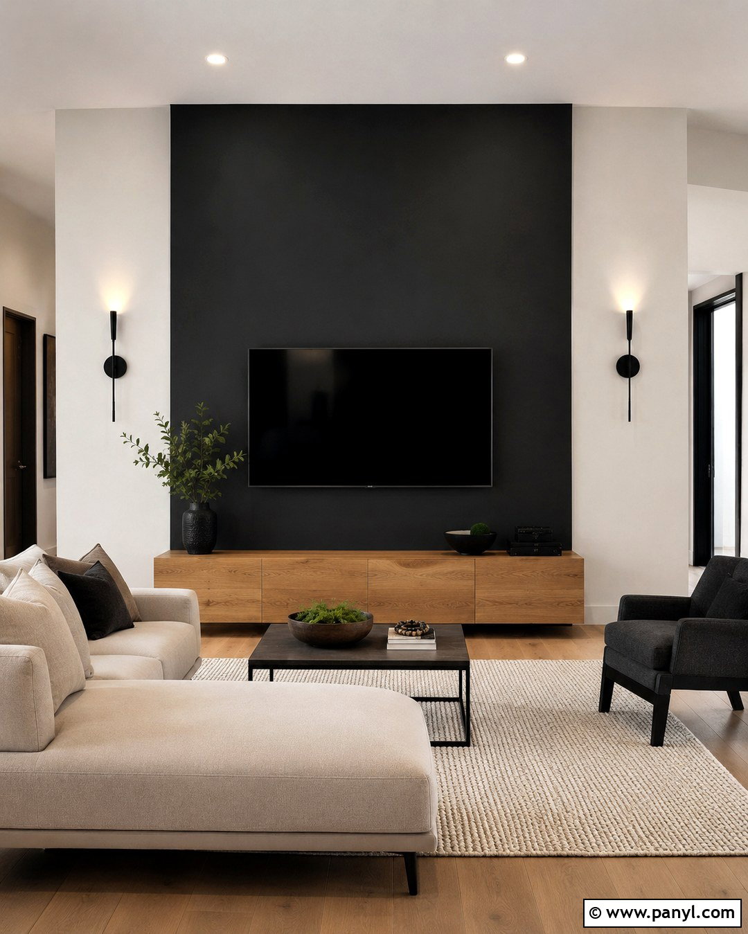 Two Tone Dark TV Wall - 20 Tv Wall Dark Paint Ideas