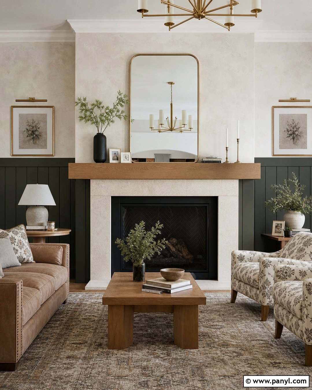 Two-Tone Fireplace Accent Wall - 25 Accent Wall Above Fireplace Ideas