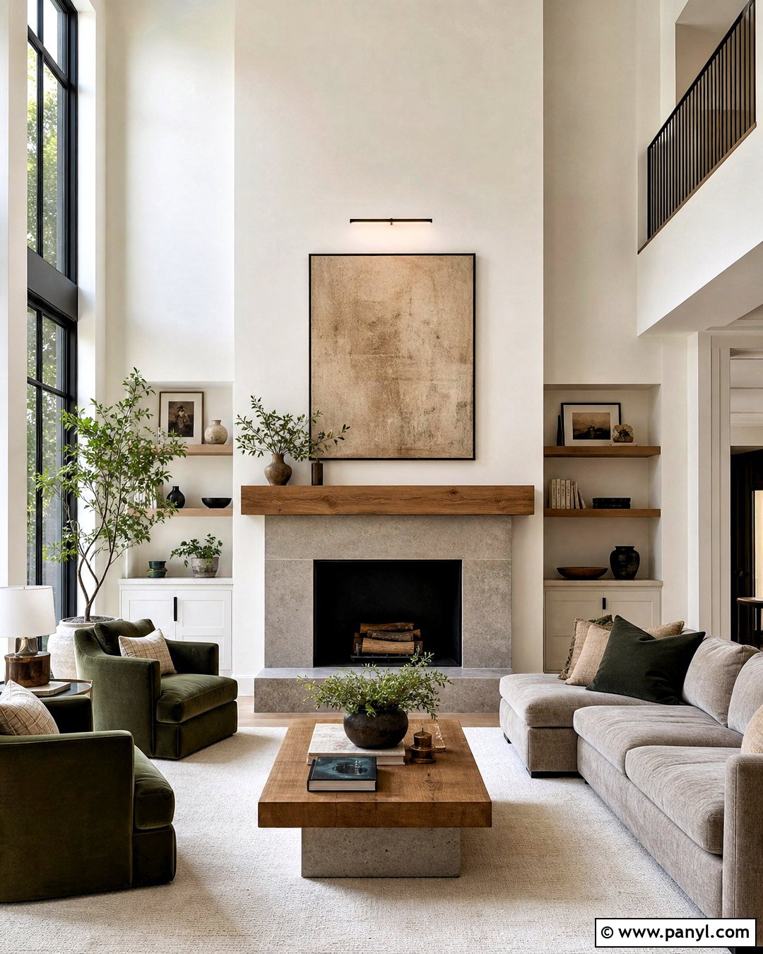 Two-Tone Fireplace Wall - 20 tall fireplace wall high ceilings