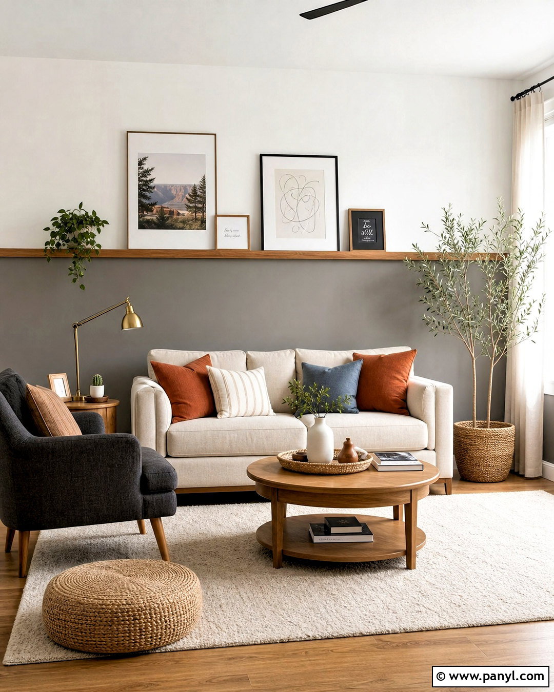 Two Tone Gray Accent Wall - 20 accent wall gray living room ideas