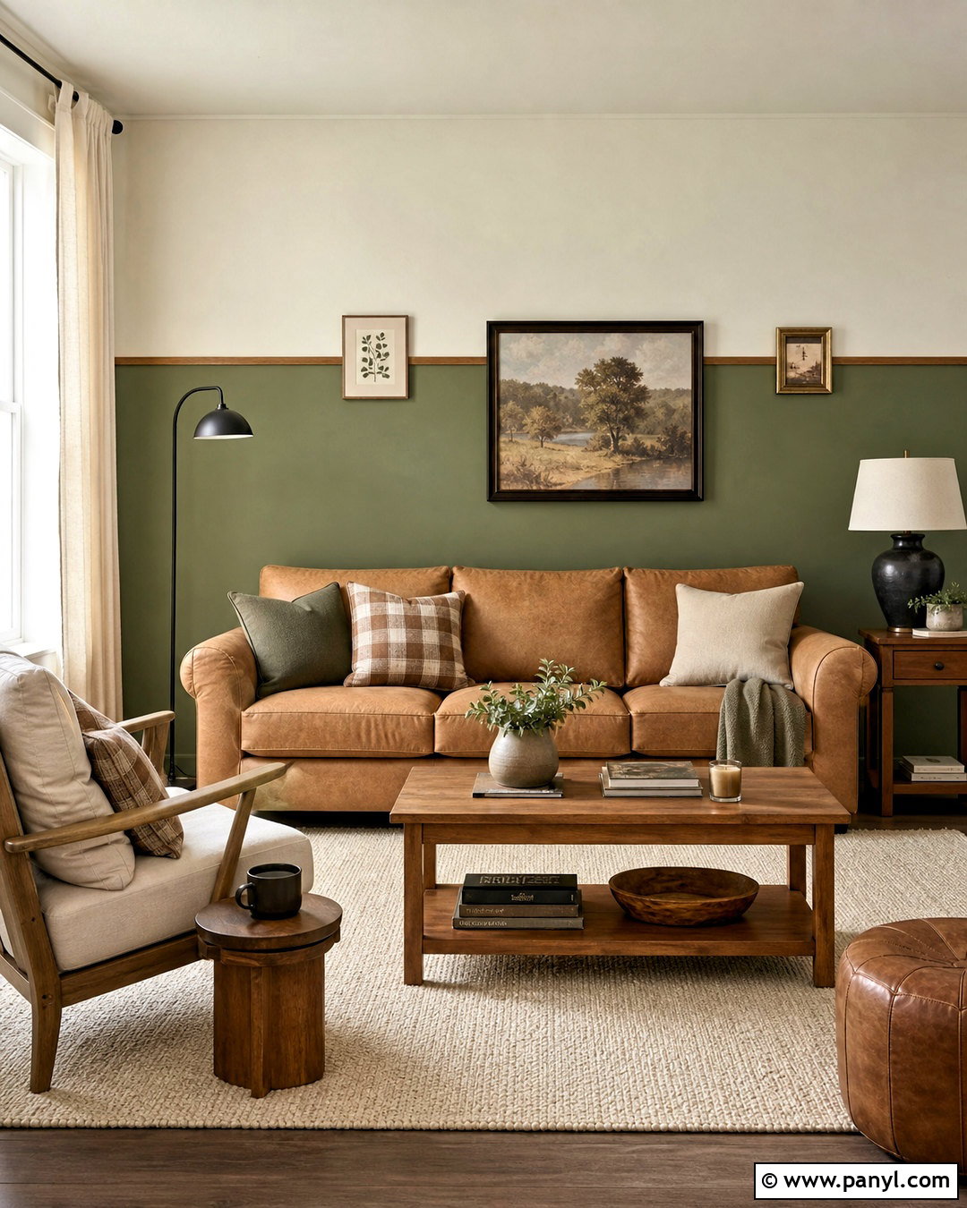 Two-Tone Green Accent Wall - 20 green accent wall living room ideas