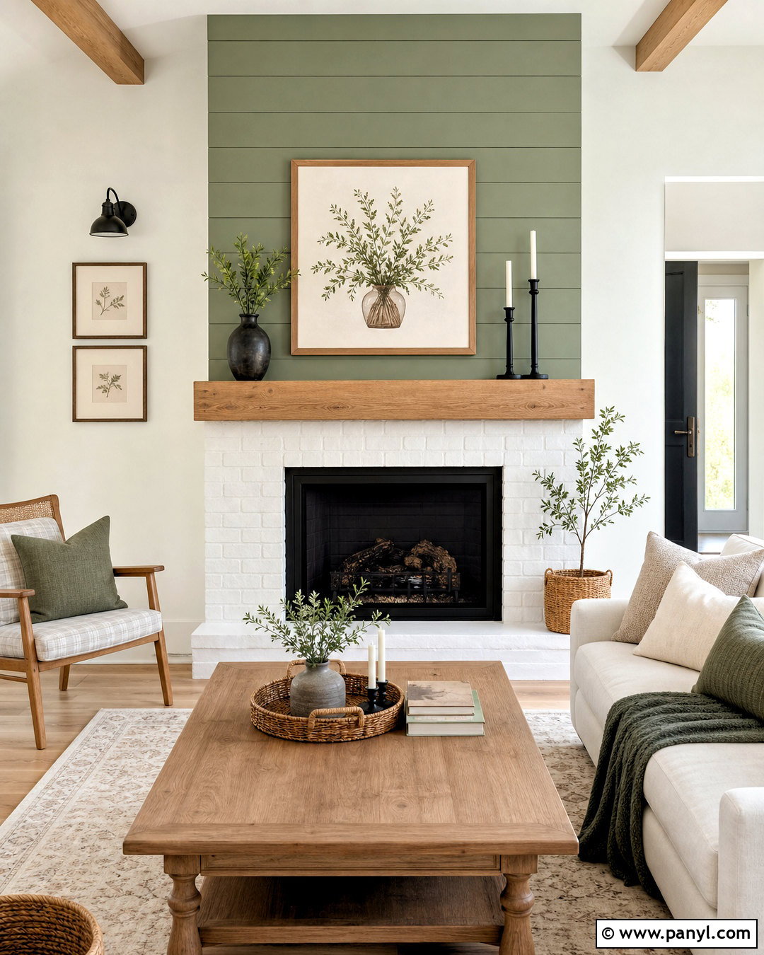 Two-Tone Green And White Shiplap Fireplace - 20 green shiplap fireplace ideas