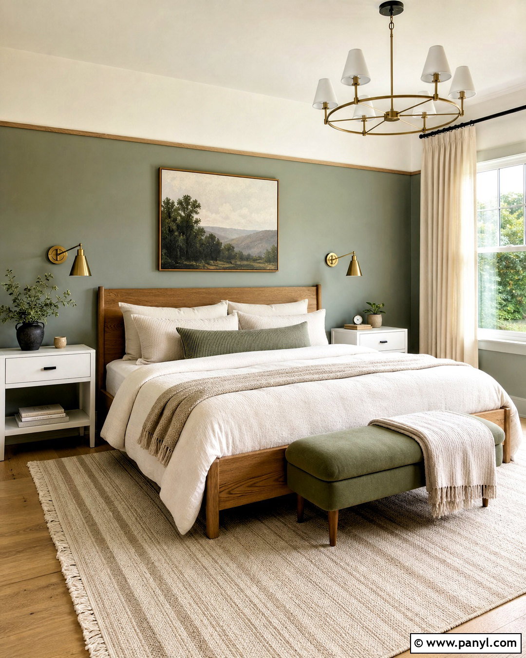 Two-Tone Green Bedroom Walls - 20 green wall ideas