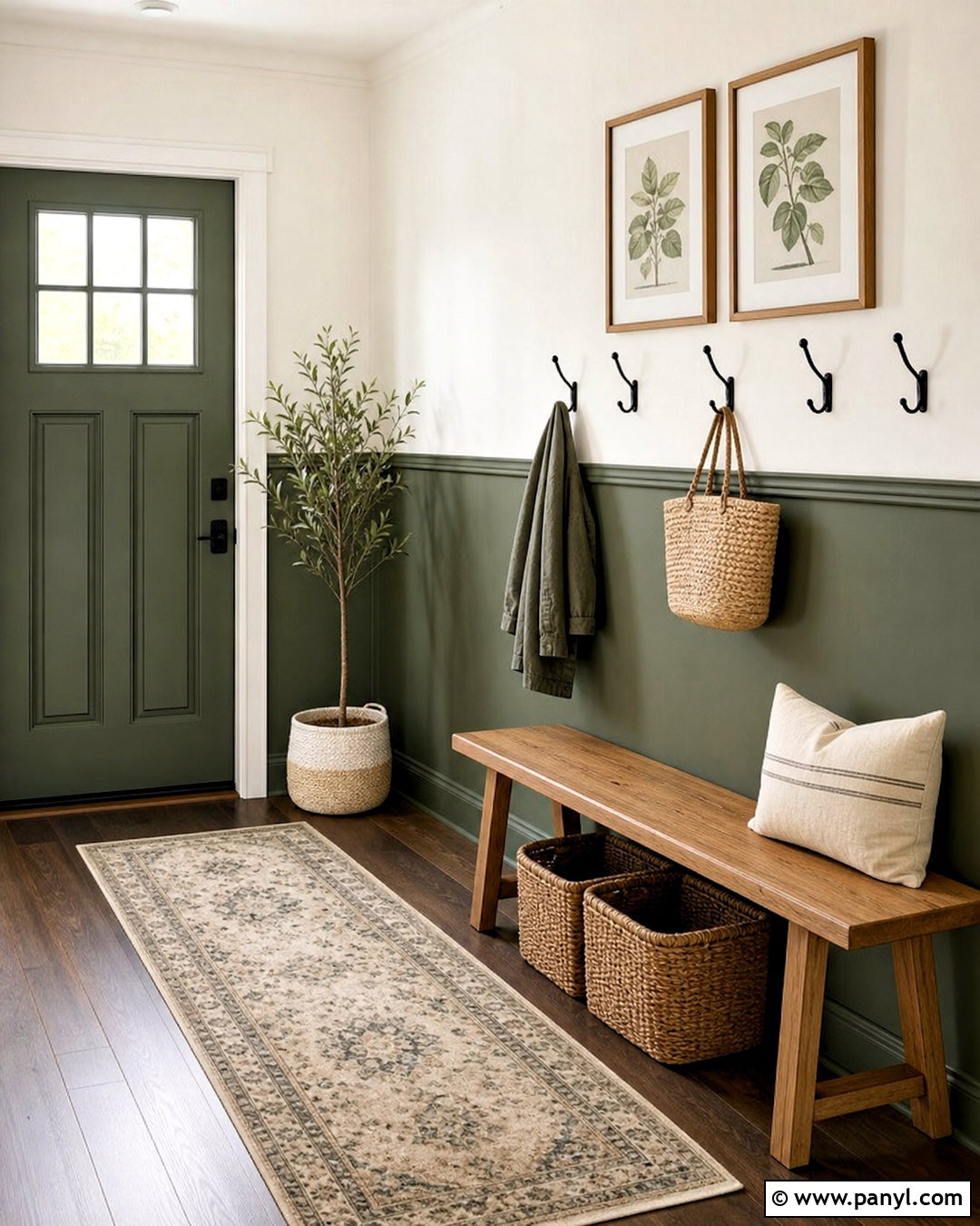 Two Tone Green Entryway Walls - 20 entryway wall color ideas