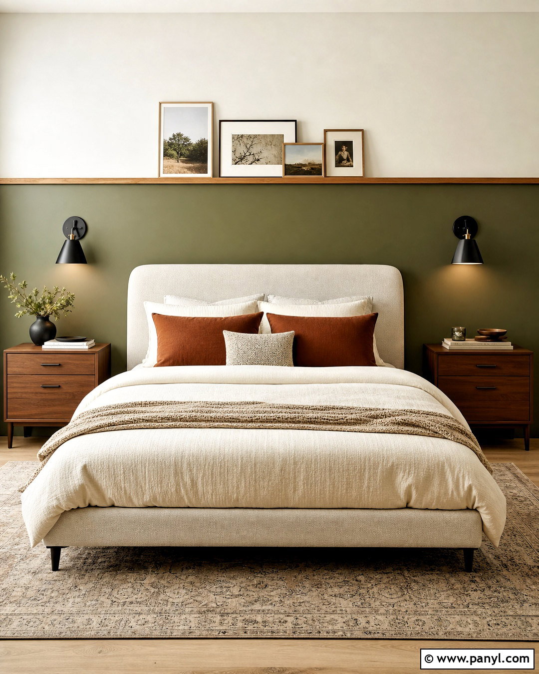 Two Tone Green Feature Wall - 20 green feature wall ideas