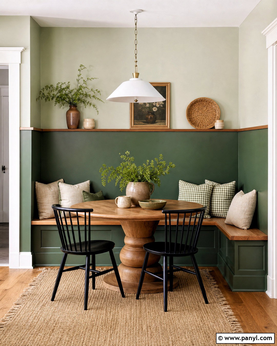 Two Tone Green Half Wall Kitchen Nook - 20 half green wall ideas