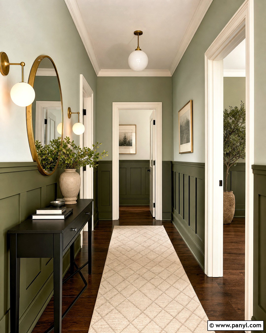 Two Tone Green Hallway Paneling - 20 half wall paneling ideas hallways