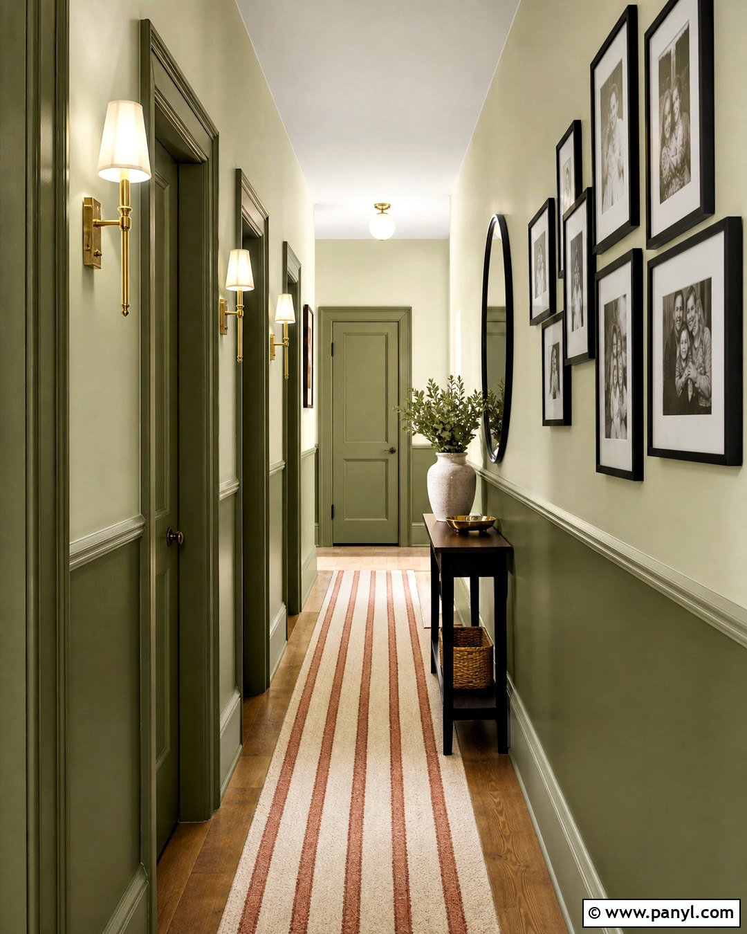 Two Tone Green Hallway - 20 green interior paint ideas