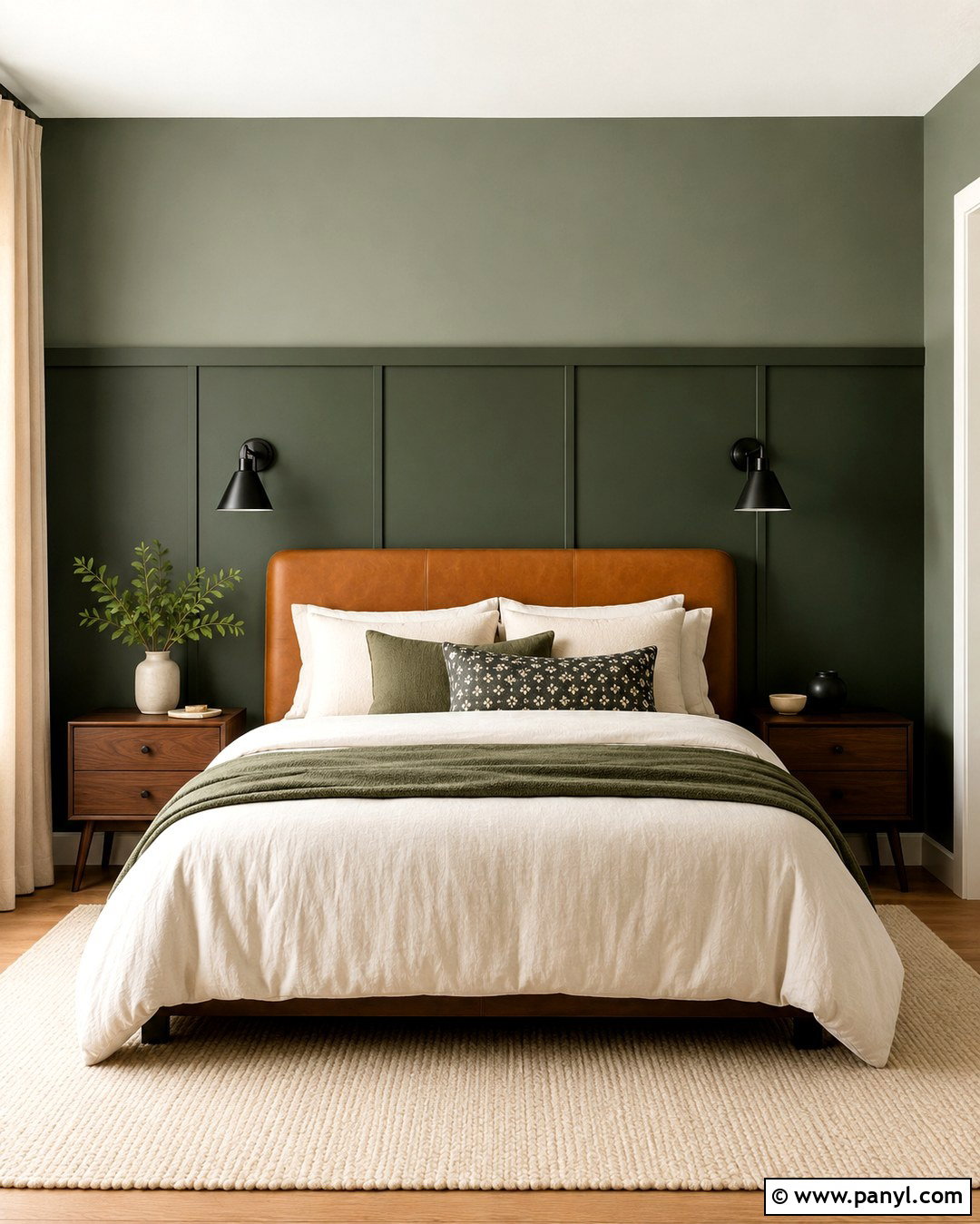 Two Tone Green Headboard Wall - 20 Green Headboard Wall Ideas
