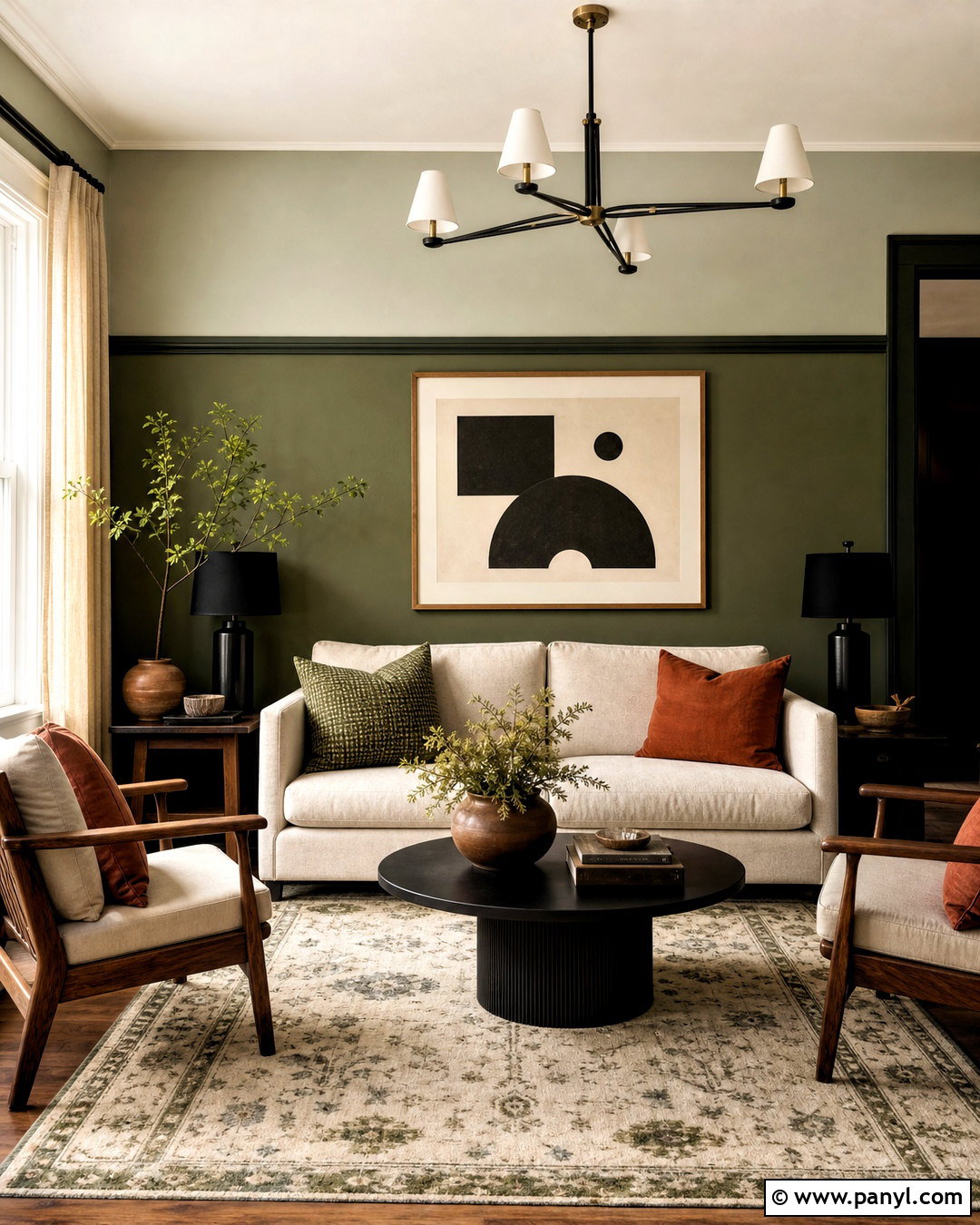 Two Tone Green Living Room - 20 green paint living room ideas